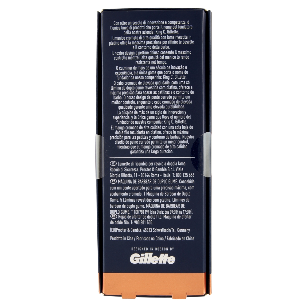 King C. Gillette Rasoio di Sicurezza Uomo Manico + Lame di Ricambio per Rasoio da Uomo 5 Ricariche